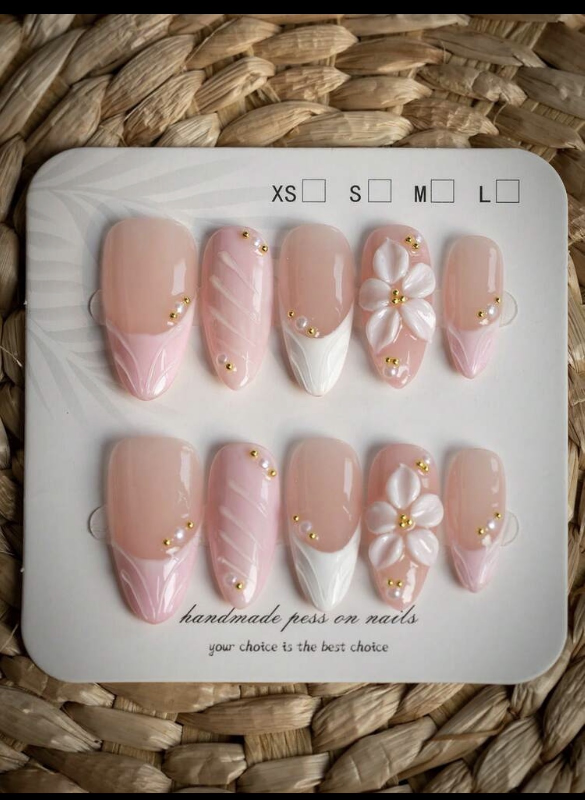 Nail Art Wedding - 10 Unidades de Unhas Postiças Artesanais