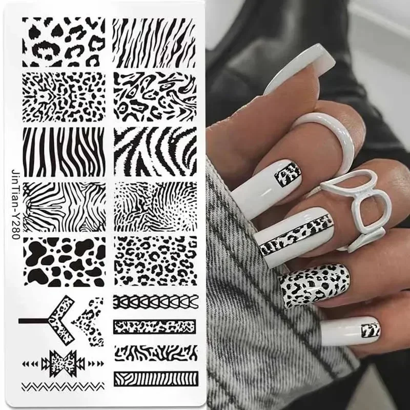Nail Art Zebra - Tigre zebra leopardo impressão placas de