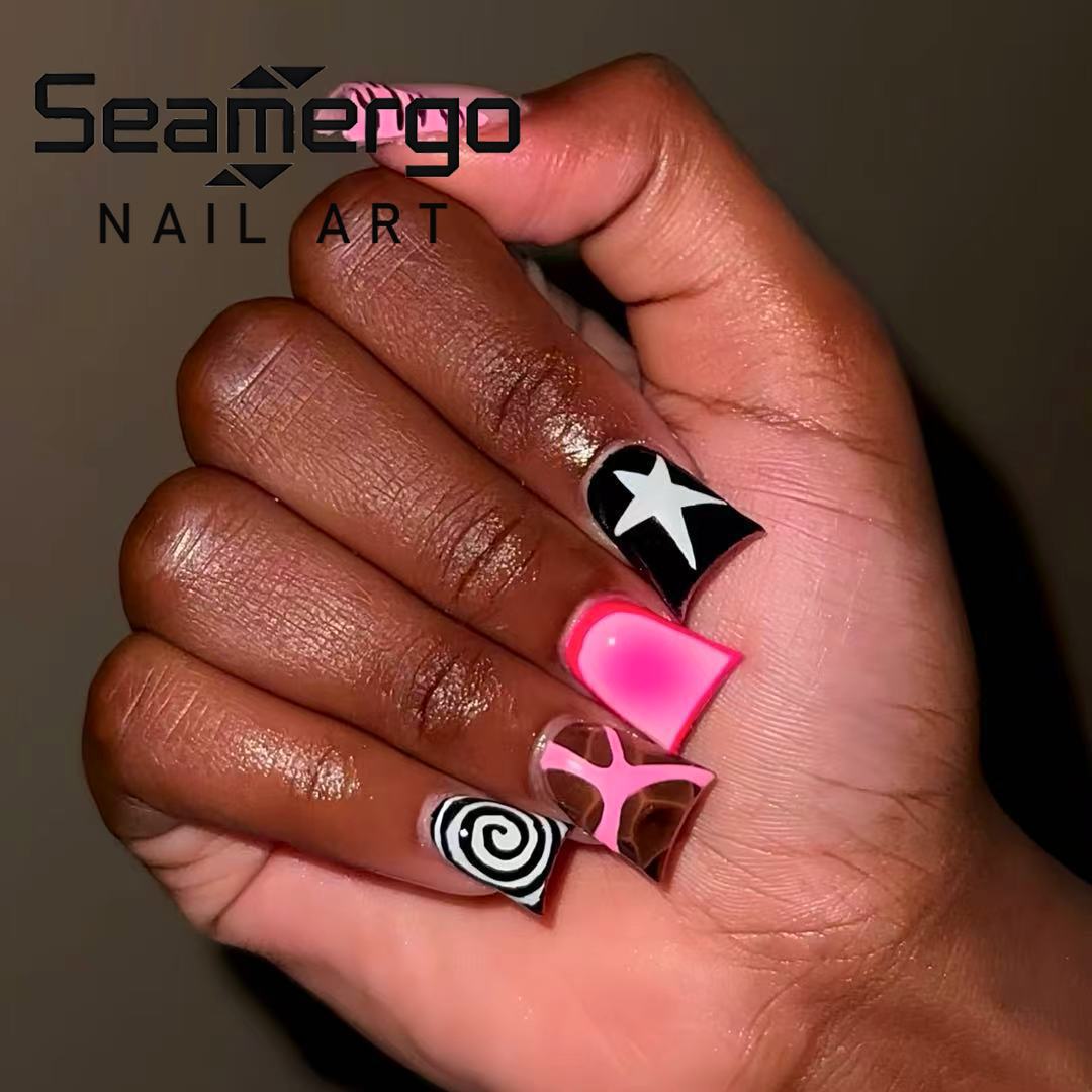 Nail Art Zebra - 24 Unidades de Unhas Postiças Rosa
