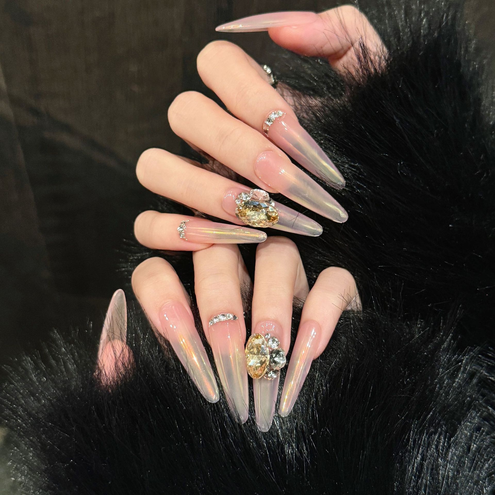 Nail Art Wedding - Feito à mão nude rosa aurora