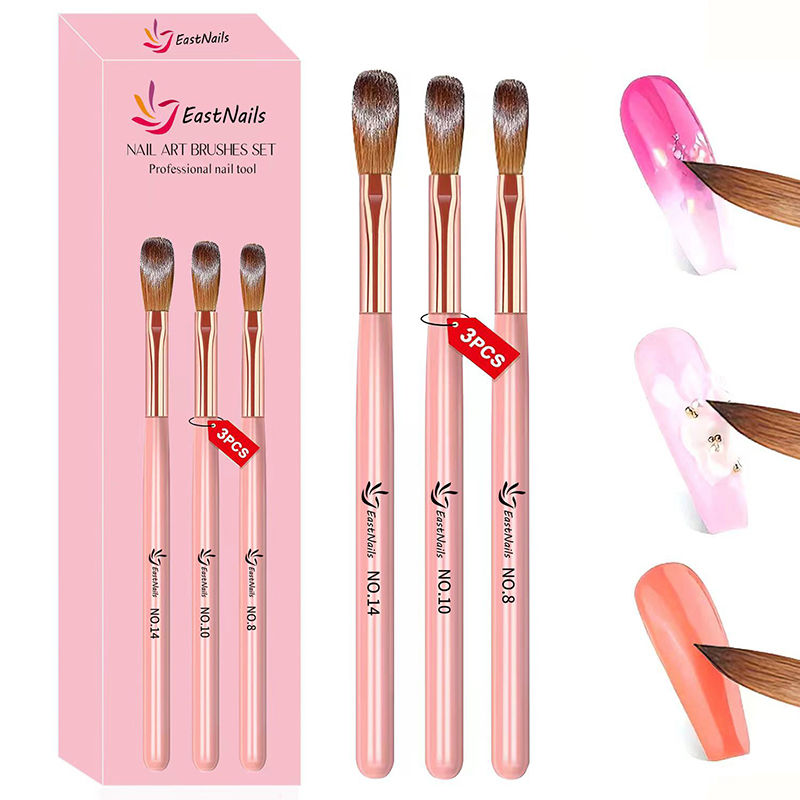 Nail Fan Brush - 【3 Pincéis de Acrílico para Unhas】