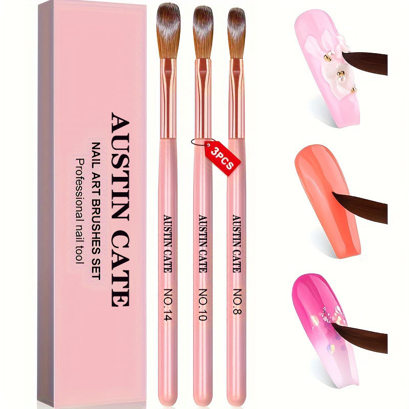 Nail Fan Brush - 3 pçs kolinsky acrílico conjunto de