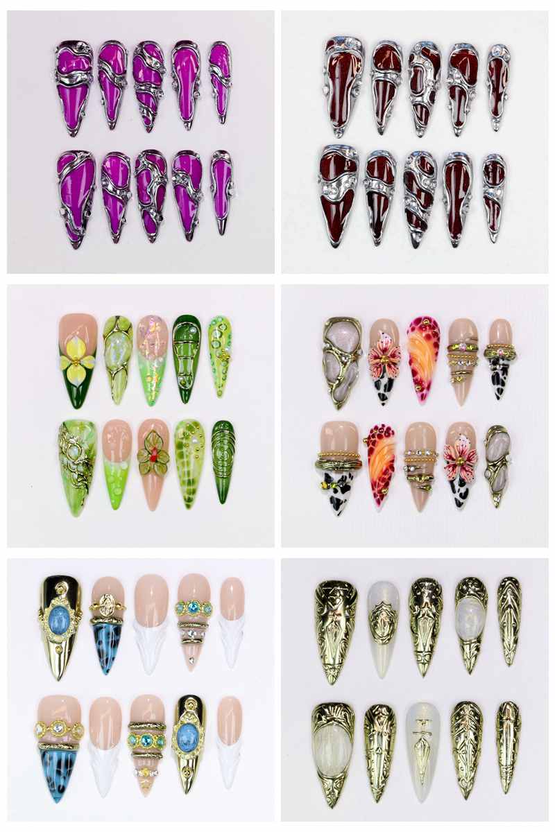 Nail Art Wedding - 10 Unidades de Unhas Postiças Longas