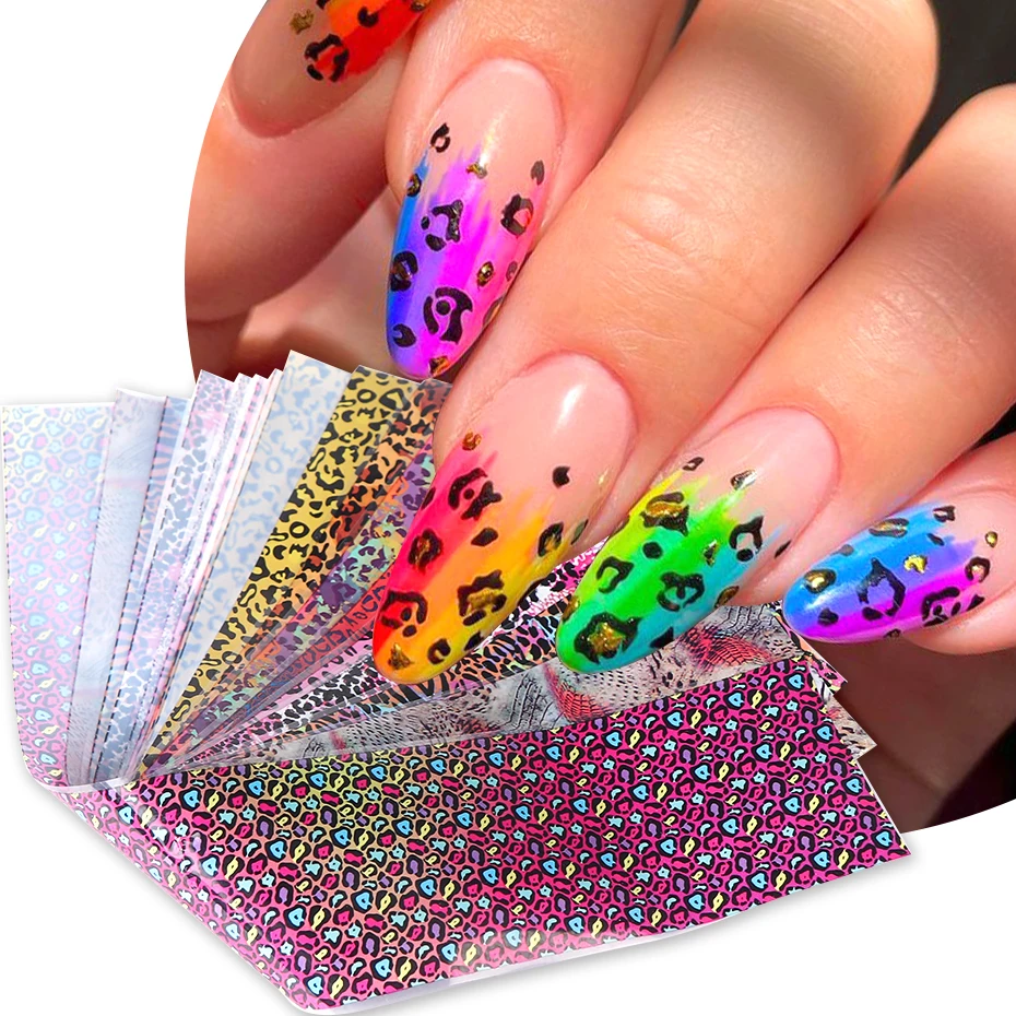 Nail Art Zebra - 10 pçs colorido leopardo impressão folha