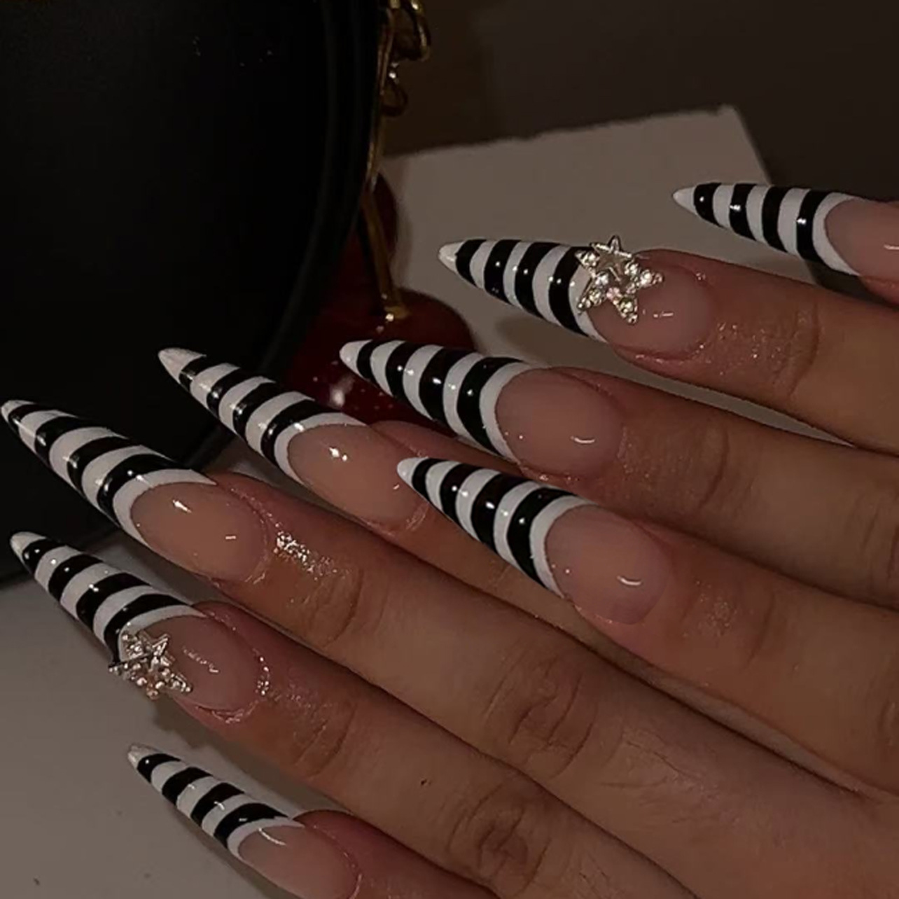 Nail Art Zebra - 24 pçs preto branco zebra listras