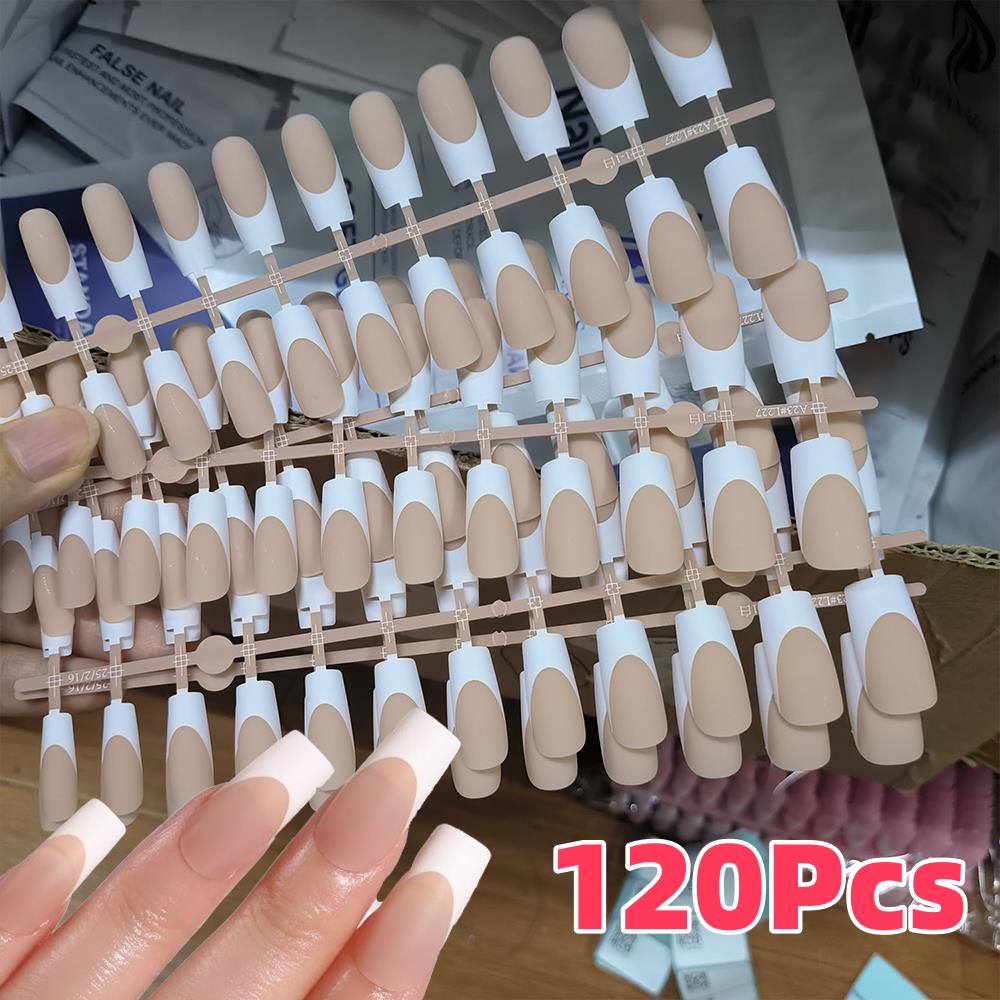 Nail Art Wedding - 120 pçs nude francês unhas falsas