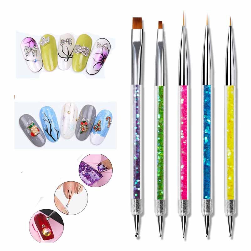 Nail Fan Brush - 5Pcs Nails Art Dotting Pen Nails
