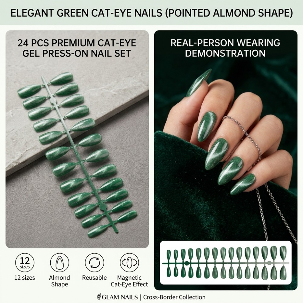 24 Unidades de Unhas Postiças  - Nail Art Extension Cat Eye avaliação e preço