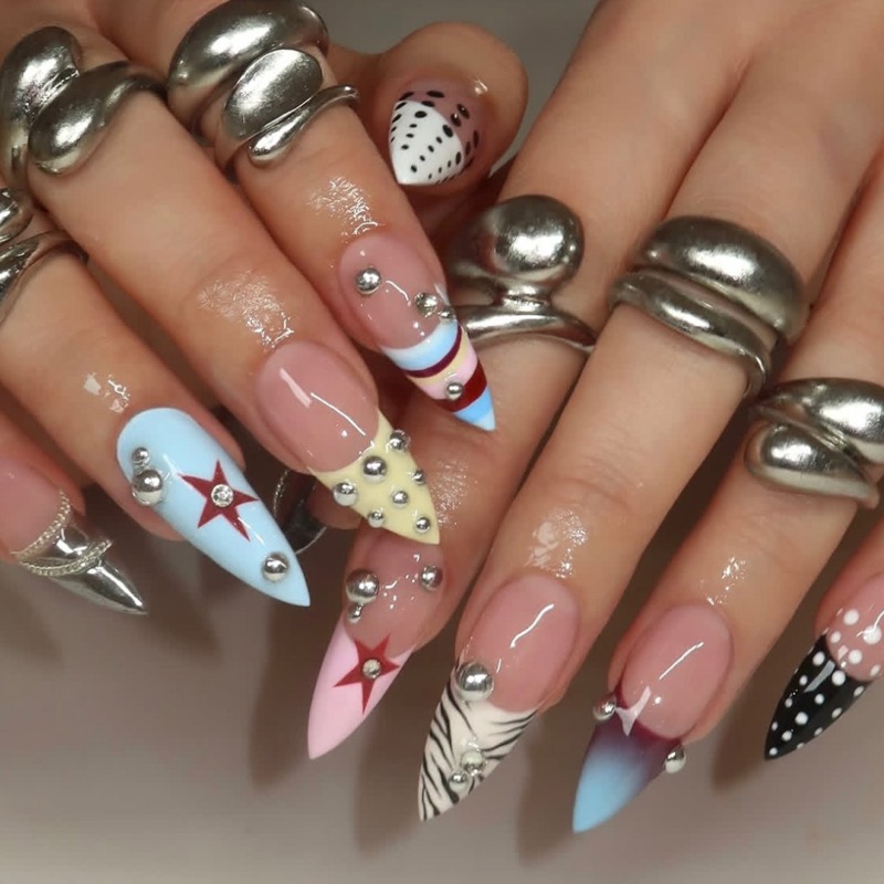 24PCS Unhas Postiças Longas Y2 - Nail Art Zebra avaliação e preço