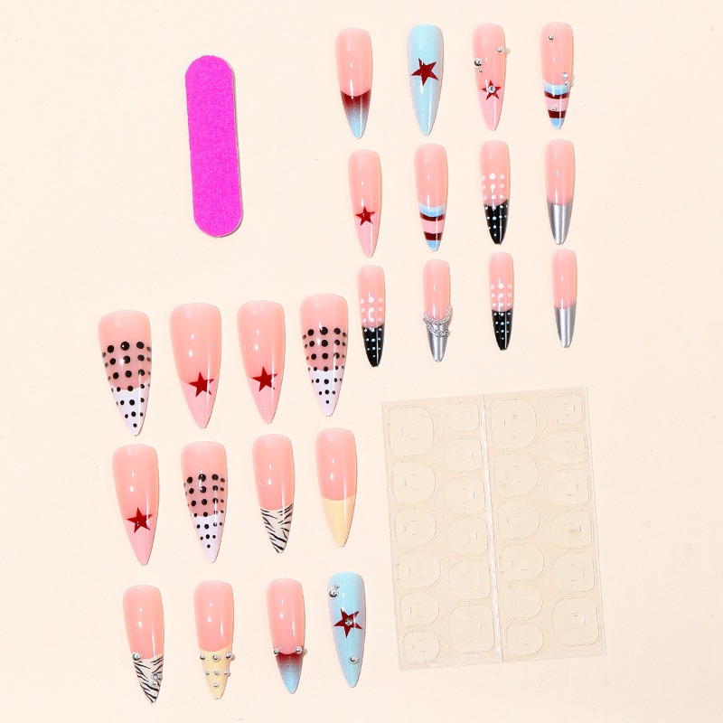 24PCS Unhas Postiças Longas Y2 - Nail Art Zebra avaliação e preço