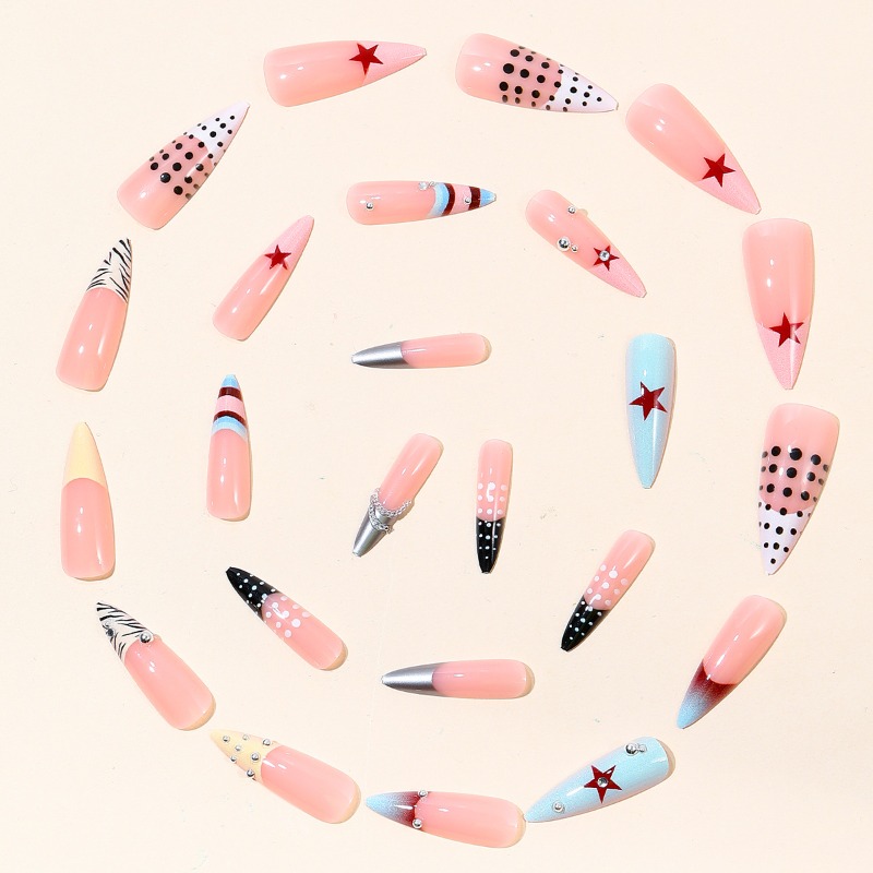 24PCS Unhas Postiças Longas Y2 - Nail Art Zebra avaliação e preço