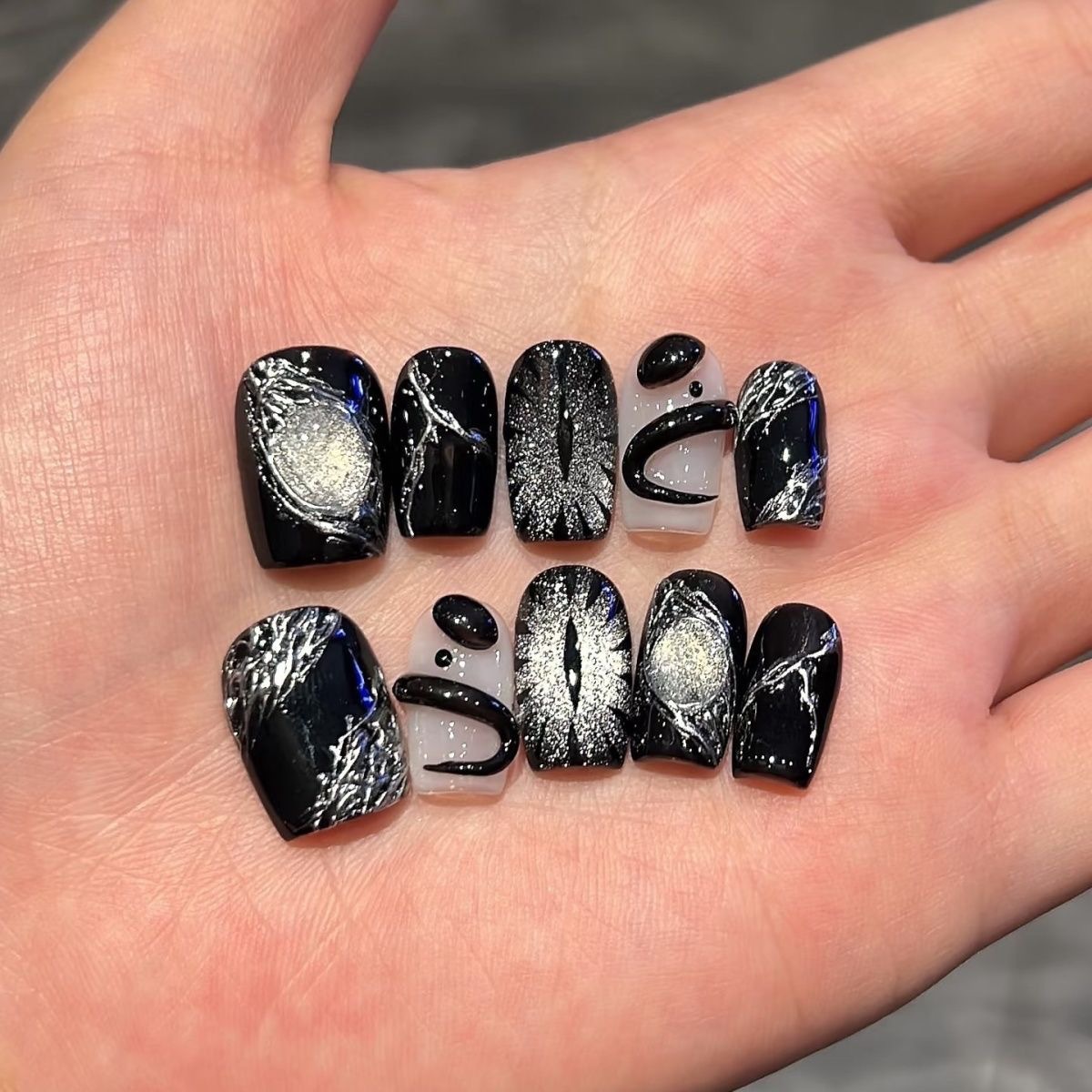 10 pçs preto bonito gato artes - Nail Art Eye Cat avaliação e preço