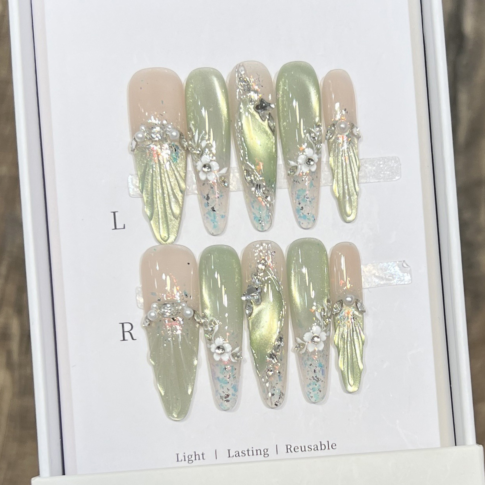10 pçs longo amêndoa unhas fal - Nail Art Wedding avaliação e preço