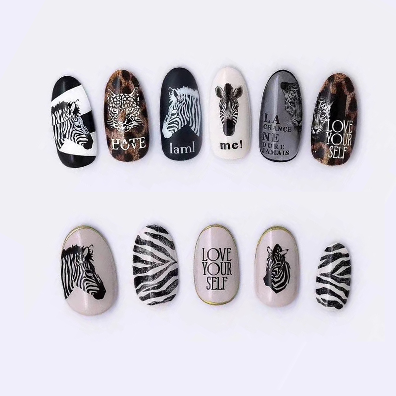 1 folha leão zebra etiqueta do - Nail Art Zebra avaliação e preço