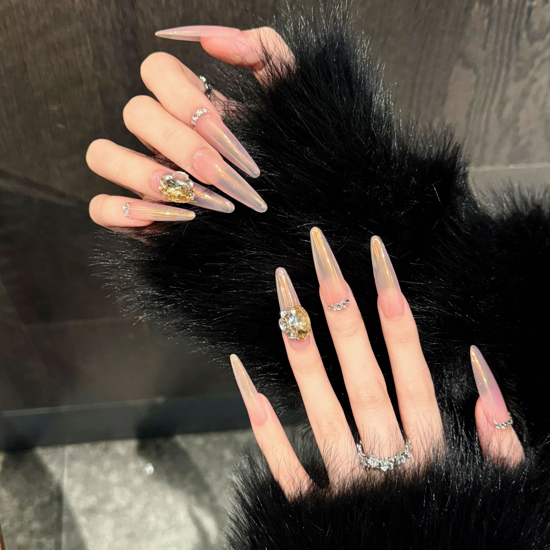 Feito à mão nude rosa aurora g - Nail Art Wedding avaliação e preço