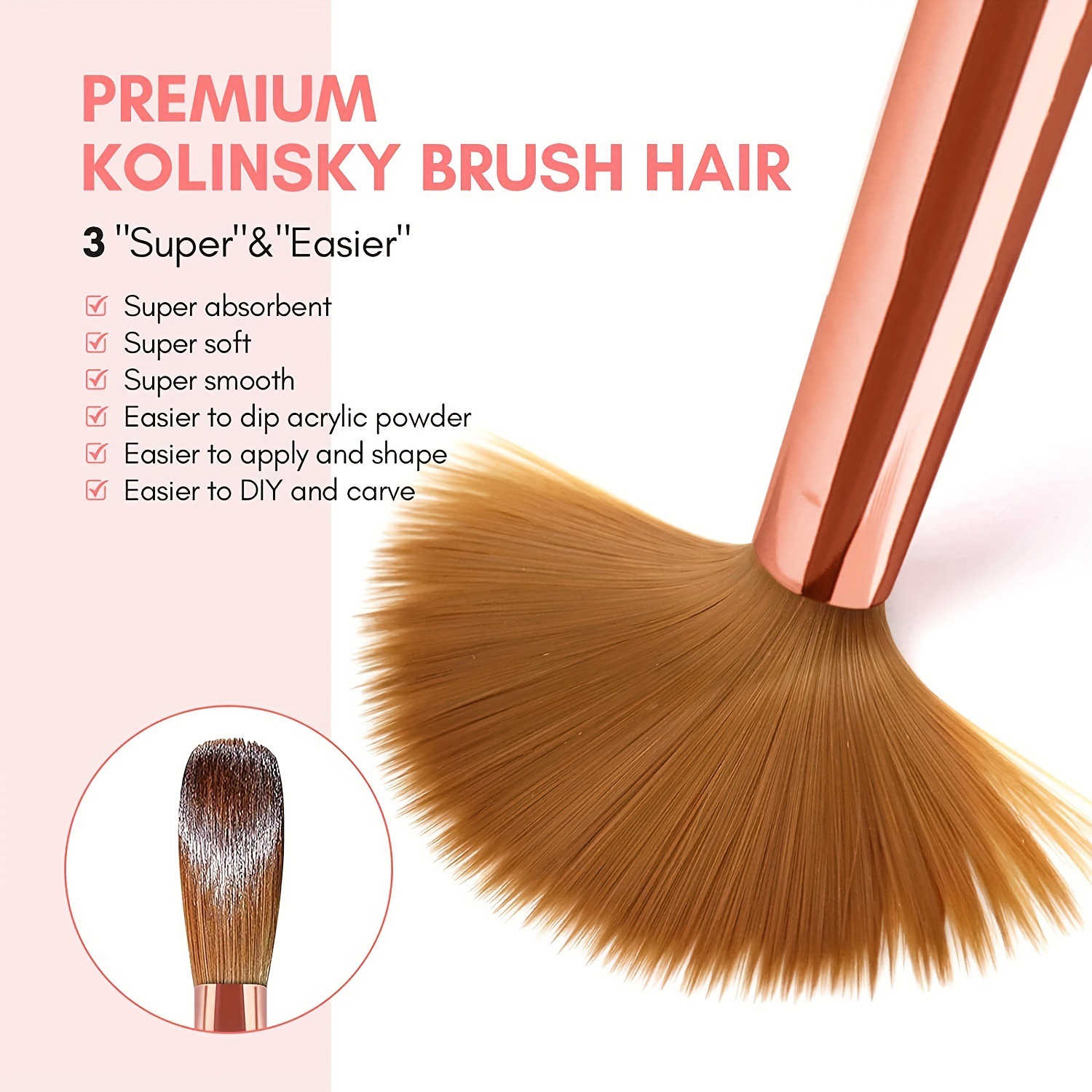 3 pçs kolinsky acrílico conjun - Nail Fan Brush avaliação e preço