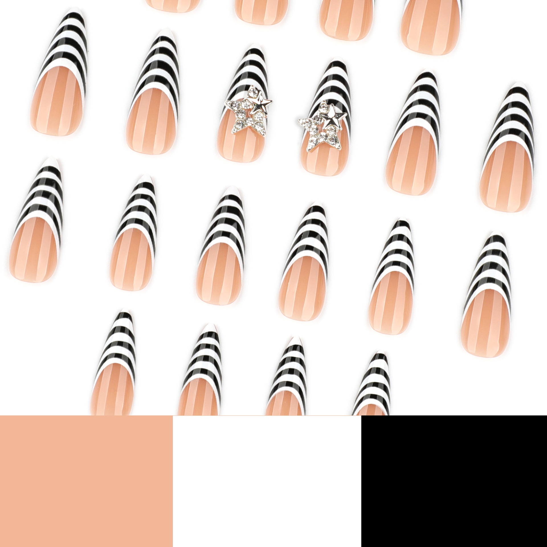 24 pçs preto branco zebra list - Nail Art Zebra avaliação e preço