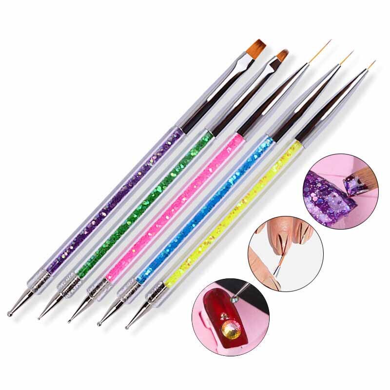5Pcs Nails Art Dotting Pen Nai - Nail Fan Brush avaliação e preço
