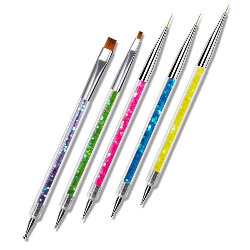 5Pcs Nails Art Dotting Pen Nai - Nail Fan Brush avaliação e preço